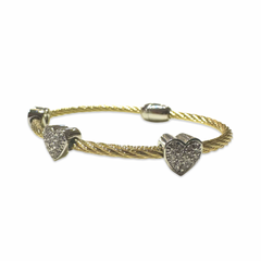 Heart Double Cable 3 Station Bracelet