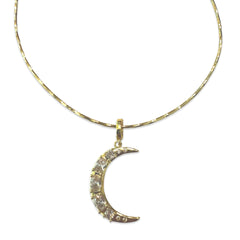 Golden Crescent Moon Pendant Necklace