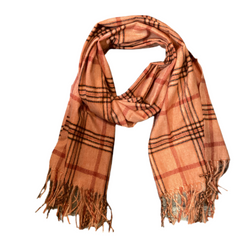 Orange Plaid Checkered Scarf