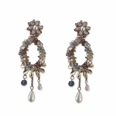 Noellery Pearl Flower Chandelier Statement Earrings