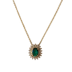Gold Filled Emerald Oval Necklace