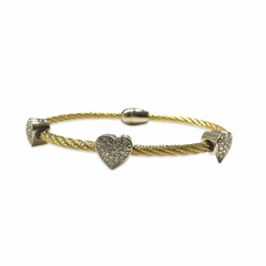 Heart Double Cable 3 Station Bracelet