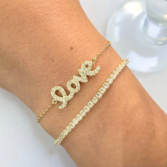 Love Cursive Script Sparkle Bracelet