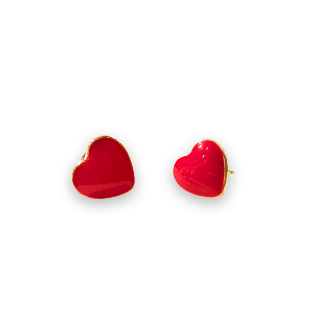 Puffy Red Heart Studs