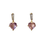 Baguette Birthstone Heart Charm Earrings