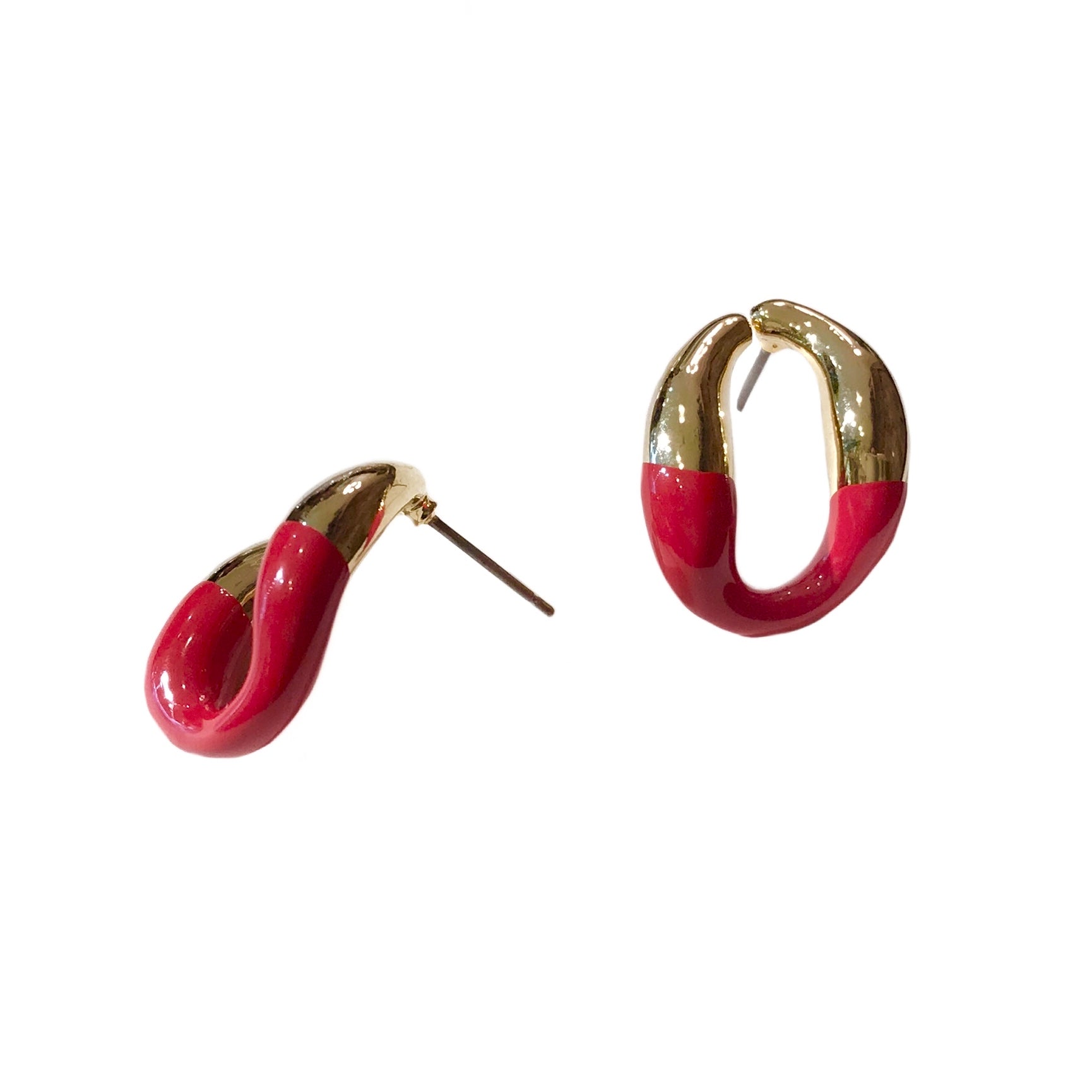 Curvy Oval Color Block Earrings
