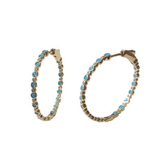 Turquoise Sparkle Bezel French Clasp Hoops