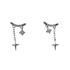 Bent Bar Starburst Cross Charm Studs