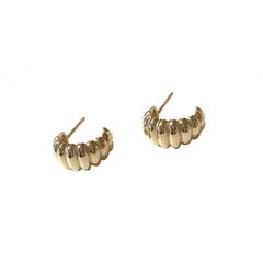 Croissant Straight Lines Huggie Hoop Studs