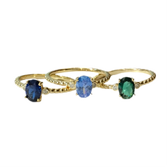 Oval Bezel Twist Birthstone Ring