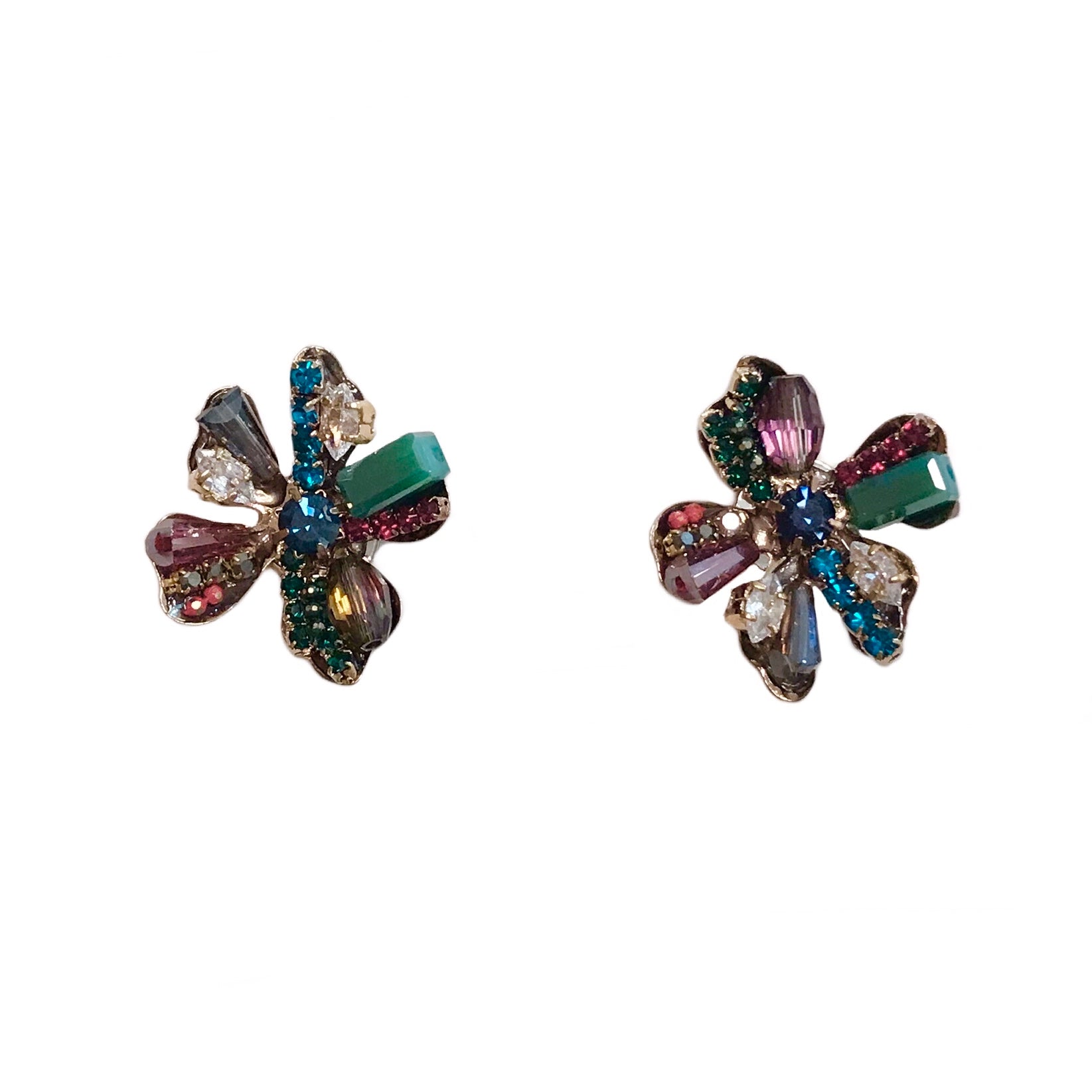 Crystal Flower Statement Earrings