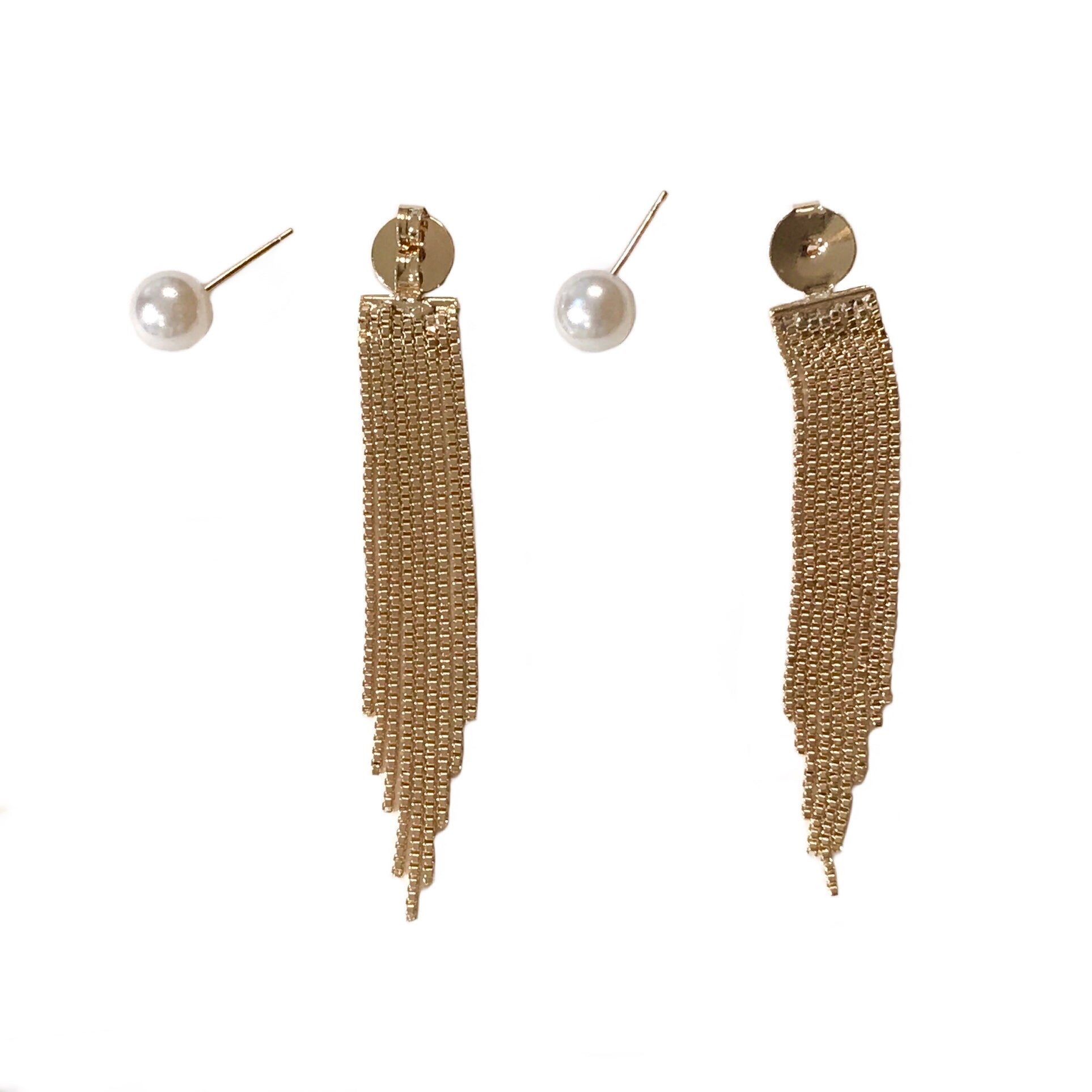Gold Filled Pearl Tassel Earrings
