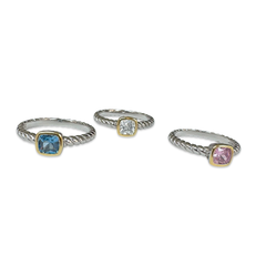 Dyana Cushion Two Tone Gemstone Statement Ring