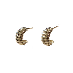 Croissant Straight Lines Huggie Hoop Studs