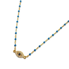 Sterling Silver Evil Eye Color Beaded Enamel Chain Bracelet