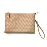 Michelle Buckle Basket Woven Clutch Crossbody Handbag