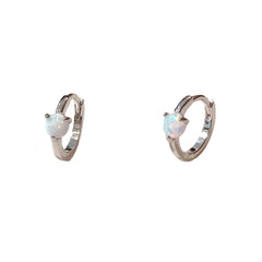 Mini White Opal Prong Huggies