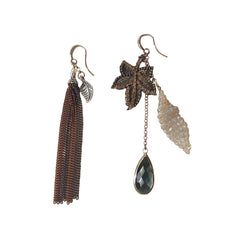 Noellery Unbalanced Crystal Autumn Leaves Statement Earrings