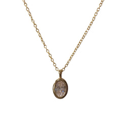 Oval Bezel Birthstone Necklace