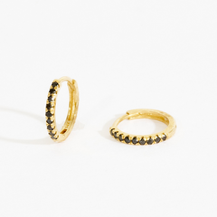 Amaya Black Pave Huggie Hoops