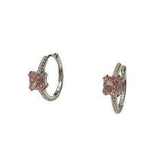 Square Pave Birthstone Huggie Hoops