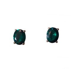Brass Oval Birthstone Prong Earrings