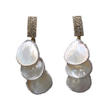 Mother of Pearl Disc Drop Statement Earrings