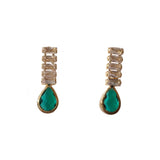 Gold Filled Emerald Baguette Earrings