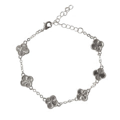 Gold Filled Mini Ridged Flora Station 6 Flowers Bracelet