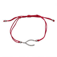 Sideways Wishbone Red Adjustable Bracelet