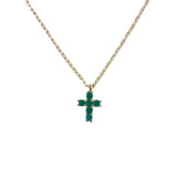 Sterling Silver Emerald Cross Necklace
