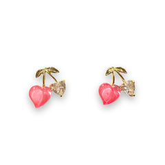 Peach Cherry Heart Studs