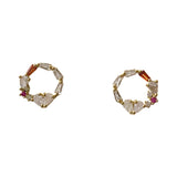 Heart Baguette Cluster Circle Studs