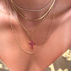 18K Gold Filled Birthstone Cross Pendant Necklace