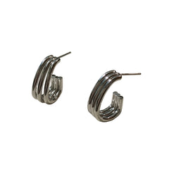 Solid Triple Lined Hoop Studs
