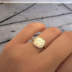 Opaline Cushion Gemstone Ring