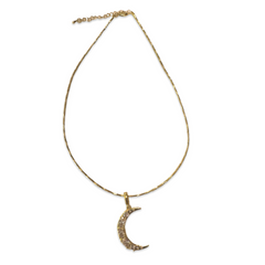 Golden Crescent Moon Pendant Necklace