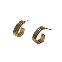 Solid Triple Lined Hoop Studs
