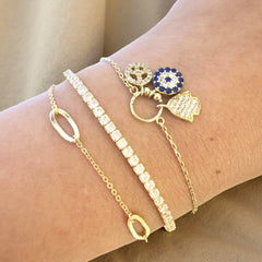 Evil Eye Peace Hamsa Charm Bracelet