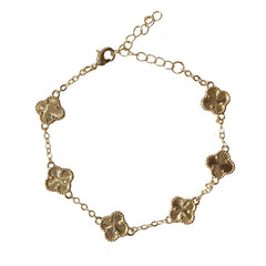 Gold Filled Mini Ridged Flora Station 6 Flowers Bracelet