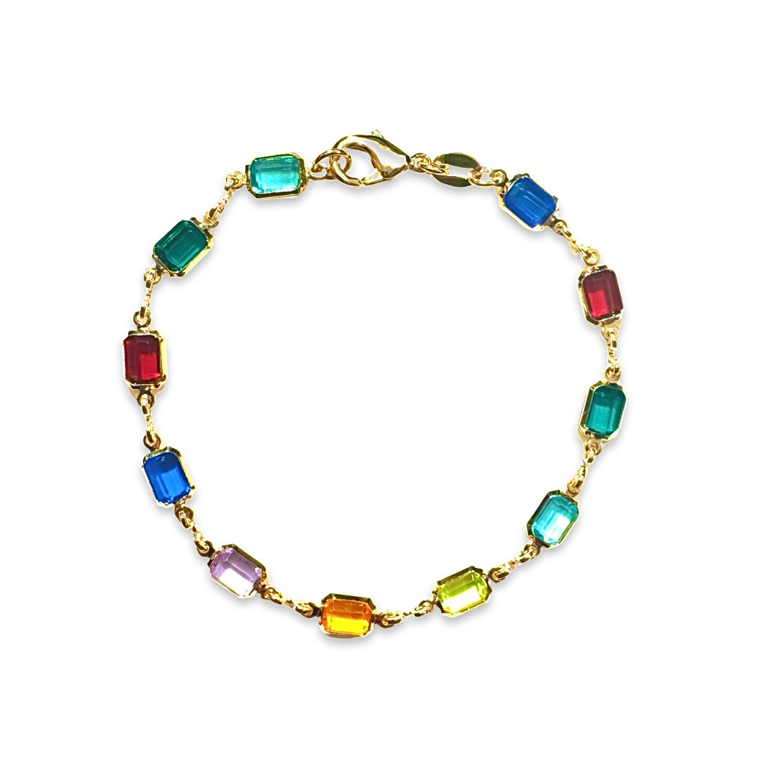 Gold Filled Rainbow Rectangle Bracelet