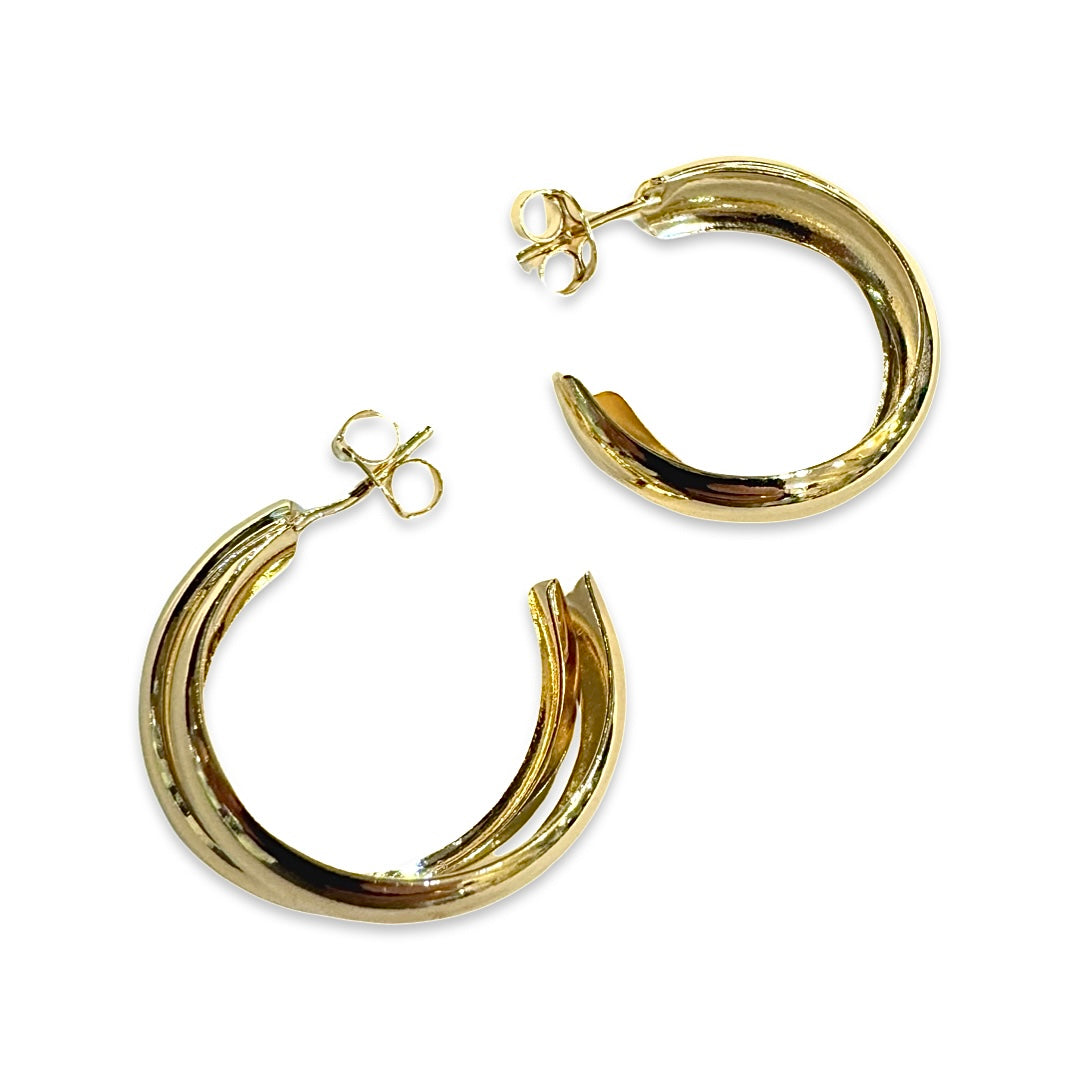 18K Gold Filled Double Hoops