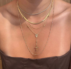 Gold Filled St Mary Cross Rosary Necklace