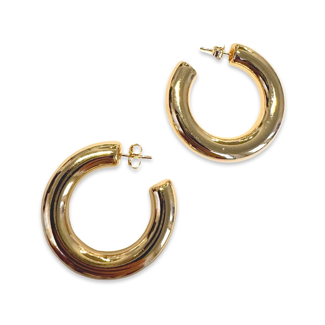 Gold Filled Hollow Puff Open Hoops