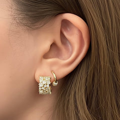 Noellery Cluster Baguette Huggies Studs