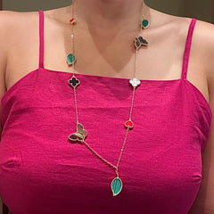 Gold Filled Flora Butterfly Leaf Motif Necklace