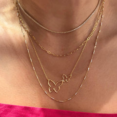 Sweet Two Butterfly Outline Necklace