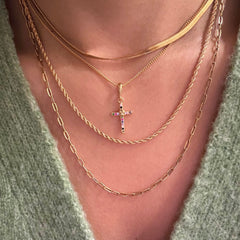 Gold Filled Rainbow Cross Necklace