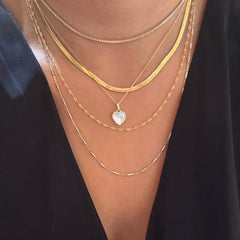 Vera Heart Mother of Pearl Bezel Necklace