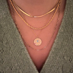 Evil Eye Rainbow Disc Necklace